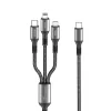 Dc62 3in1 Type-c To 60w Type-c / 12w Lightning / 15w Micro 1.2m Hızlı Şarj Kablo - Siyah