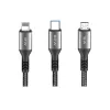 Dc62 3in1 Type-c To 60w Type-c / 12w Lightning / 15w Micro 1.2m Hızlı Şarj Kablo - Siyah