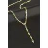 Dikdörtgen Zirkon Taşlı Y Kolye