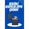Doldurulabilir Siyah Benzinli Çakmak Metalik