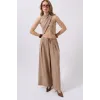 Düşük Bel Oversize Keten Pantolon