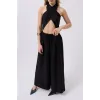 Düşük Bel Oversize Keten Pantolon