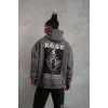 Erkek Baskılı Kapüşonlu Sweat - Gri