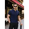 Erkek Fermuarlı Yakalı Kısa Kollu Tshirt