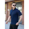 Erkek Fermuarlı Yakalı Kısa Kollu Tshirt