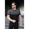 Erkek Renk Bloklu Bisiklet Yaka Kısa Kollu Triko Tişört