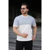 Erkek Renk Bloklu Bisiklet Yaka Kısa Kollu Triko Tişört