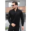 Erkek Süet Yarım Fermuar Dik Yaka Sweat