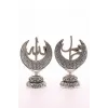 2li Gümüş Allah Muhammed Hilal Orta Boy Biblo 20cm-06