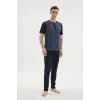 ieg™  2205 Erkek Battal Midi Yaka Pijama Takım