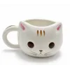 3D Kedi Tasarımlı Kabartmalı Seramik Kupa Bardak