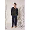 ieg™  8025 Erkek  V Yaka Boydan Düğmeli Pijama Takımı