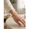 IEG - AQua Petal Pembe  & Su Yeşili Mine İşlemeli Kelepçe Bileklik - Kbl0451