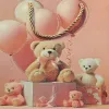 Ayıcık Desenli Pembe Büyük Boy Karton Hediye Çantası