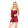 ieg™ Bordo Saten Babydoll Şortlu Takım - 281