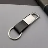 Deri Siyah Gümüş Metal Anahtarlık