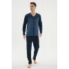 ieg™  Dm-26104 V Yaka Boydan Düğmeli Pijama Takımı