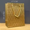 Gold Geometrik Desenli Orta Boy Karton Hediye Çantası