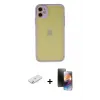 ieg™ iPhone 11 Kılıf Ahenk Çizgi Serisi - Siyah 3D Antistatik Mat Seramik Nano Ekran Koruyucu + Renkli Kamera Lens Koruma Cam - SI