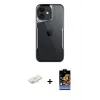 ieg™ iPhone 11 Kılıf Akış Çizgi Koleksiyonu - Siyah Buffer Hayalet Cam Ekran Koruyucu + Renkli Kamera Lens Koruma Cam - SI