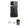 ieg™ iPhone 11 Kılıf Akış Çizgi Koleksiyonu - Siyah Buffer Hayalet Cam Ekran Koruyucu + Renkli Kamera Lens Koruma Cam - TU