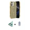 ieg™ iPhone 11 Kılıf Eksen Çizgi - Siyah Joko Magic 5D Cam + Raze Metal Kamera Lens - MI