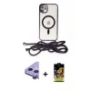 ieg™ iPhone 11 Kılıf Eksen Özel Seri - Siyah Buffer Cam Ekran Koruyucu + Raze Metal Kamera Lens - MR