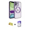 ieg™ iPhone 11 Kılıf Nova Işık Özel Seri - Siyah Bilvis 5in1 3D Magic Cam Ekran Koruyucu + Rainbow Kamera Lens Koruma Cam - KI