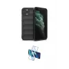 ieg™ iPhone 11 Pro Kılıf Atlas Koleksiyonu - Siyah 3D Antistatik Cam Ekran Koruyucu
