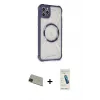 ieg™ iPhone 11 Pro Max Kılıf Kutup Modern - Şeffaf Pasifik Cam Ekran Koruyucu + Rainbow Kamera Lens Koruma Cam - YL