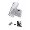 ieg™ iPhone 12 Mini Kılıf Nova Asil Özel Seri - Şeffaf Temperli Cam Ekran Koruyucu + Shine Kamera Lens Koruma Cam - SABE