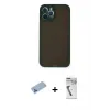 ieg™ iPhone 12 Pro Max Kılıf Ahenk Çizgi Serisi - Şeffaf Uv Polymer Nano Ekran Koruyucu + Shine Kamera Lens Koruma Cam - MI