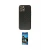 ieg™ iPhone 12 Pro Max Kılıf Ahenk Işık - Siyah 34D Izgaralı Cam