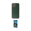 ieg™ iPhone 12 Pro Max Kılıf Ahenk Işık - Siyah 34D Izgaralı Cam