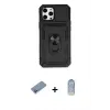 ieg™ iPhone 12 Pro Max Kılıf Ahenk Klasik - Siyah Joko Magic 5D Cam + Shine Kamera Lens Koruma Cam - PE