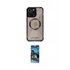 ieg™ iPhone 12 Pro Max Kılıf Kutup Modern - Siyah 34D Izgaralı Cam