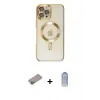 ieg™ iPhone 12 Pro Max Kılıf Nova Işık Özel Seri - Siyah Joko Magic 5D Cam + Shine Kamera Lens Koruma Cam - SABE