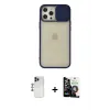 ieg™ iPhone 12 Pro Max Kılıf Vadi Çizgi - Şeffaf Temperli Cam Ekran Koruyucu + Shine Kamera Lens - LT