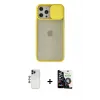 ieg™ iPhone 12 Pro Max Kılıf Vadi Çizgi - Şeffaf Temperli Cam Ekran Koruyucu + Shine Kamera Lens - LT