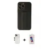ieg™ iPhone 13 Pro Max Kılıf Akış Doku - Siyah Joko 5D Cam + Shine Kamera Lens - GD