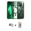 ieg™ iPhone 13 Pro Max Kılıf Nova Işık Özel Seri - Siyah Bilvis 3D Cam Ekran Koruyucu + Rainbow Kamera Lens Koruma Cam - MI
