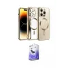 ieg™ iPhone 13 Pro Max Kılıf Nova Işık Özel Seri - Siyah Bilvis 5in1 5D Magic Hayalet Cam Ekran Koruyucu
