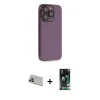 ieg™ iPhone 13 Pro Max Kılıf Siluet Minimal Özel Seri - Şeffaf 360 Full Body Arka Koruyucu + Rainbow Kamera Lens Koruma Cam - MR