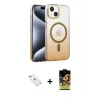 ieg™ iPhone 14 Kılıf Ahenk Doku Özel Seri - Siyah Buffer Cam Ekran Koruyucu + Diamond Kamera Lens - PE