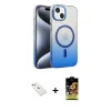 ieg™ iPhone 14 Kılıf Ahenk Doku Özel Seri - Siyah Buffer Cam Ekran Koruyucu + Diamond Kamera Lens - PE