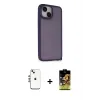 ieg™ iPhone 14 Kılıf Atlas Form - Siyah Buffer Cam Ekran Koruyucu + Shine Kamera Lens - GS
