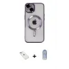 ieg™ iPhone 14 Kılıf Nova Işık Özel Seri - Siyah Joko Magic 5D Cam + Diamond Kamera Lens - YL