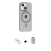 ieg™ iPhone 14 Kılıf Pusula Form Özel Seri - Siyah Joko Magic 5D Cam + Diamond Kamera Lens - KI