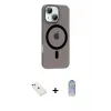 ieg™ iPhone 14 Kılıf Pusula Form Özel Seri - Siyah Joko Magic 5D Cam + Diamond Kamera Lens - KI