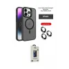 ieg™ iPhone 14 Pro Kılıf Akış Form - Siyah Bilvis Hayalet Cam Ekran Koruyucu